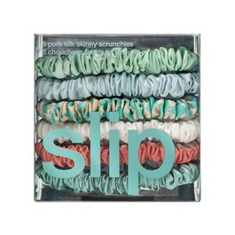 6 Pure Silk Skinny Scrunchies - Tunna hårsnoddar av rent skinny-siden