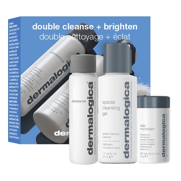 Double cleanse + brighten - Clear and radiant skin trio set, DERMALOGICA