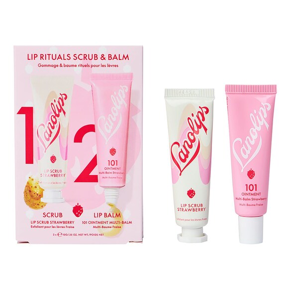 Lip Rituals Scrub & Balm Duo Strawberry - läppbalsam och skrubb, LANOLIPS
