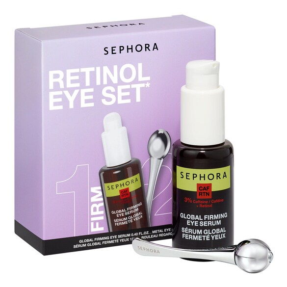 Ögonkit med retinol - Globalt uppstramande ögonserum + metallrulle för ögonen, SEPHORA COLLECTION