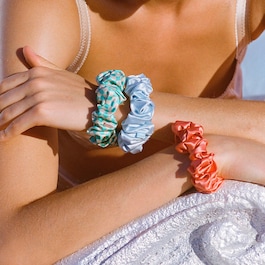 3 Pure Silk Large Scrunchies - Breda hårsnoddar av rent siden