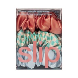 3 Pure Silk Large Scrunchies - Breda hårsnoddar av rent siden